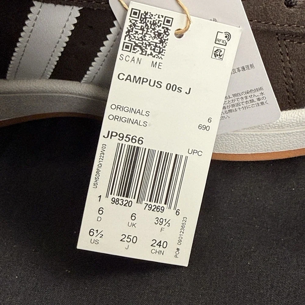 Adidas Unisex Campus 00s J Originals Brown White Gum JP9566 Size 6.5 Juniors